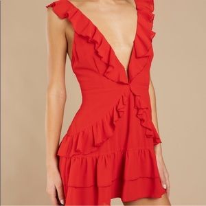 tobi red ruffle dress